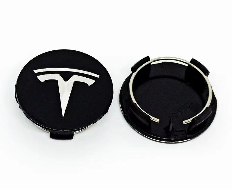 4 Stk. Tesla centerkapsler i hvid-sort