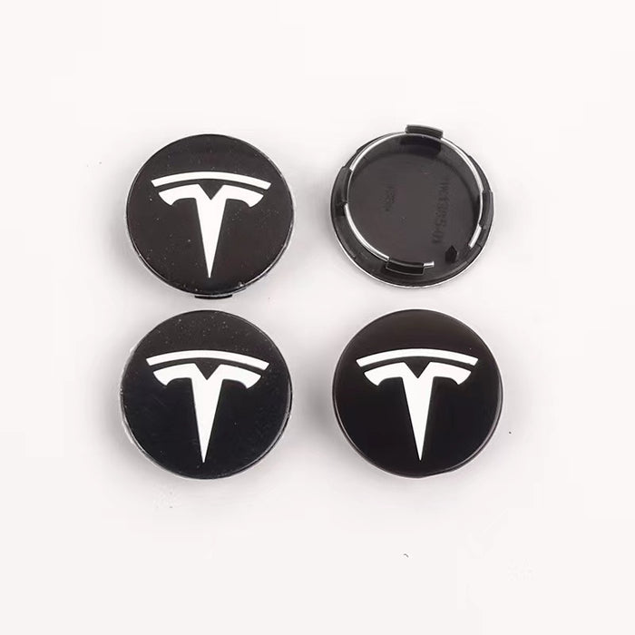 4 Stk. Tesla centerkapsler i hvid-sort