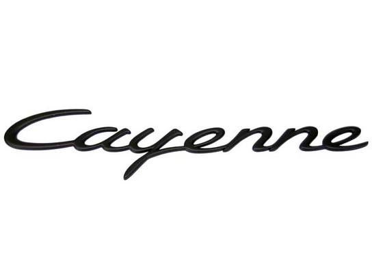 Cayenne logo til bagklap blank Sort