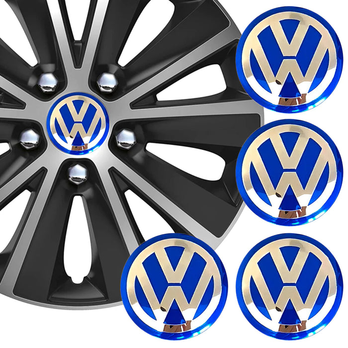 4 Stk Volkswagen centerkapsler i blå