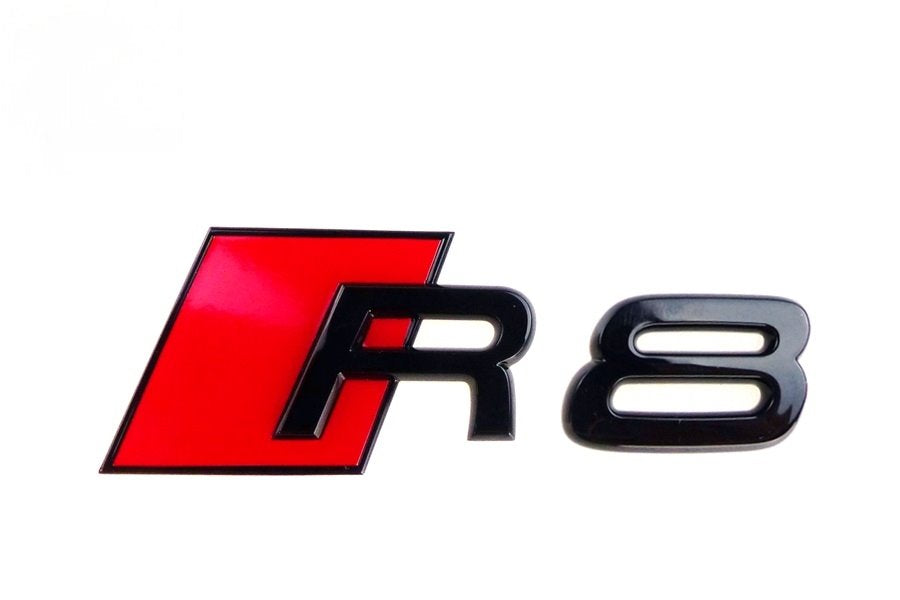 Audi R8 emblem bakom blank svart